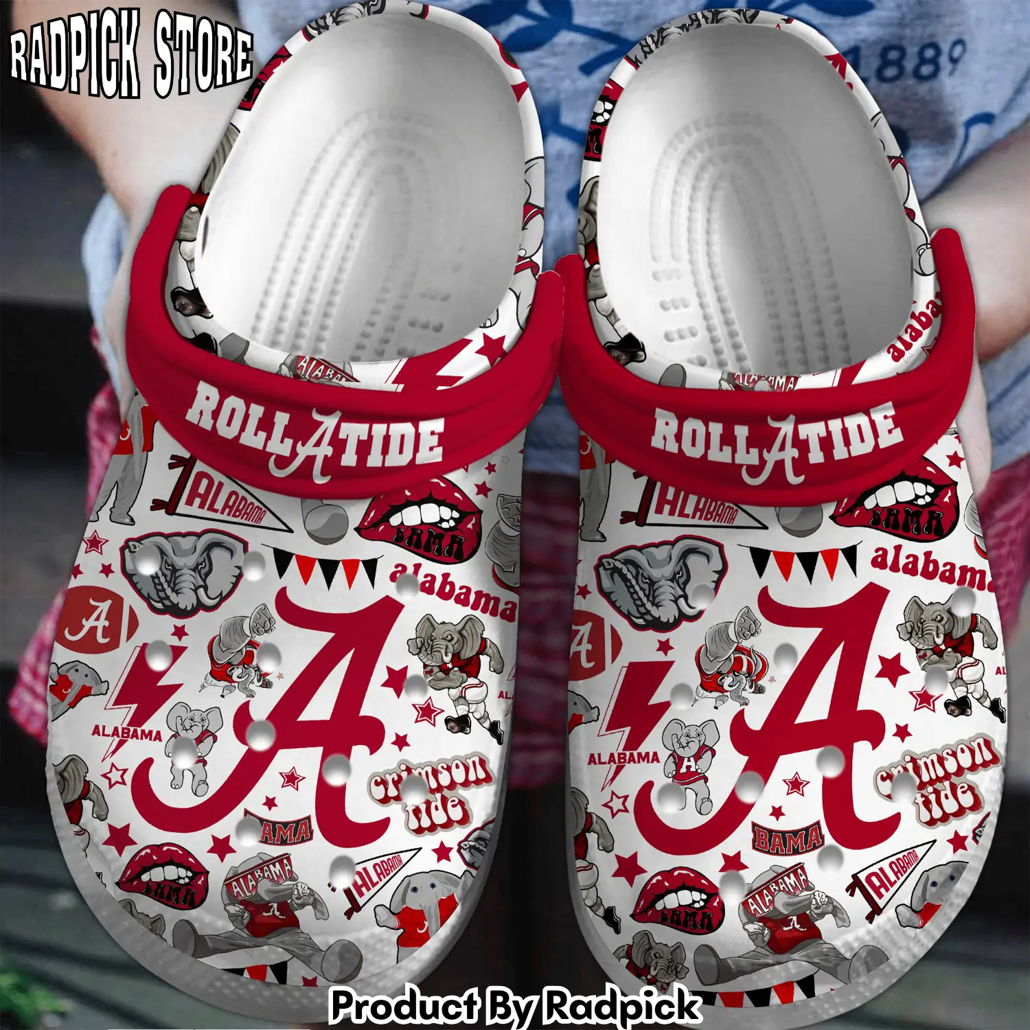 Radpick alabama crimson tide ncaa sport crocss crocband clogs shoes comfortable for men women and kids footwearelite exclusive usk rp6528298